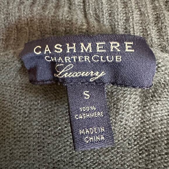 Charter Club Luxury 100% Cashmere Open Front Cardigan Knit Sweater Green SMALL - Picture 4 of 14